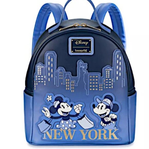 EXCLUSIVE DROP: Loungefly Mickey Mouse & Minnie Mouse New York Mini Backpack - Picture 1 of 11